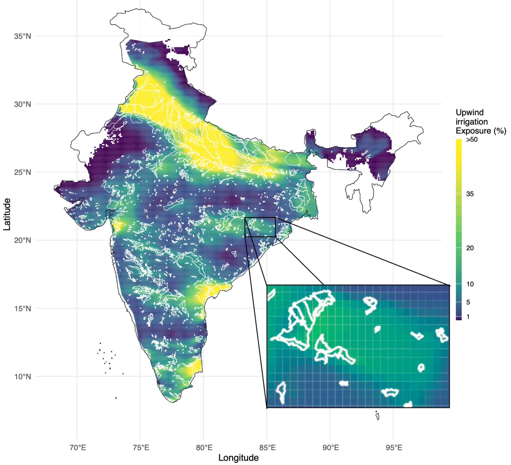 Upwind irrigation exposure map